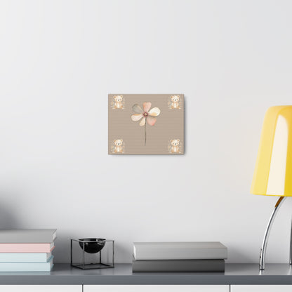 Whimsical Floral Bear Canvas Gallery Wraps - Cute Nursery Wall Art for Baby Rooms