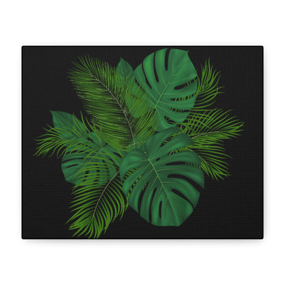 Canvas Art Palm Leaves with a black background