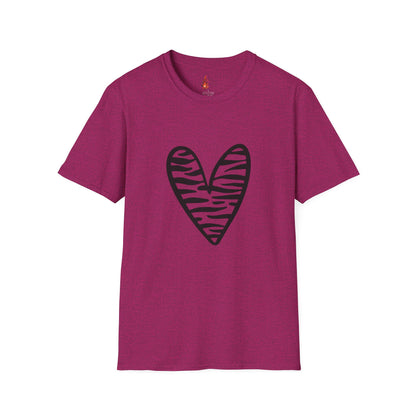 Zebra Heart Unisex Softstyle T-Shirt - Trendy Casual Wear for Animal Lovers