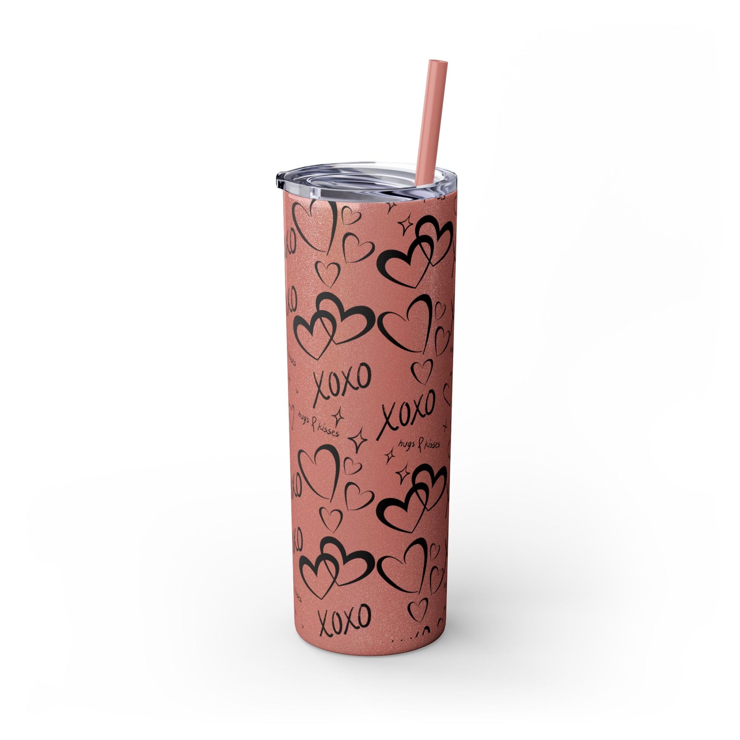 XOXO Hearts Skinny Tumbler with Straw - 20oz Love-Themed Drinkware