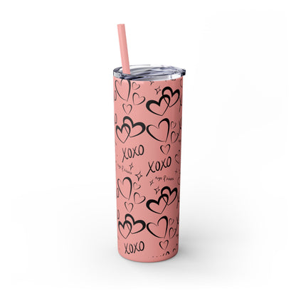 XOXO Hearts Skinny Tumbler with Straw - 20oz Love-Themed Drinkware