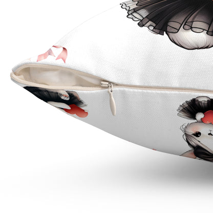 Adorable Bunny Love Square Pillow - Cute Rabbit Design for Kids' Rooms & Cozy Decor
