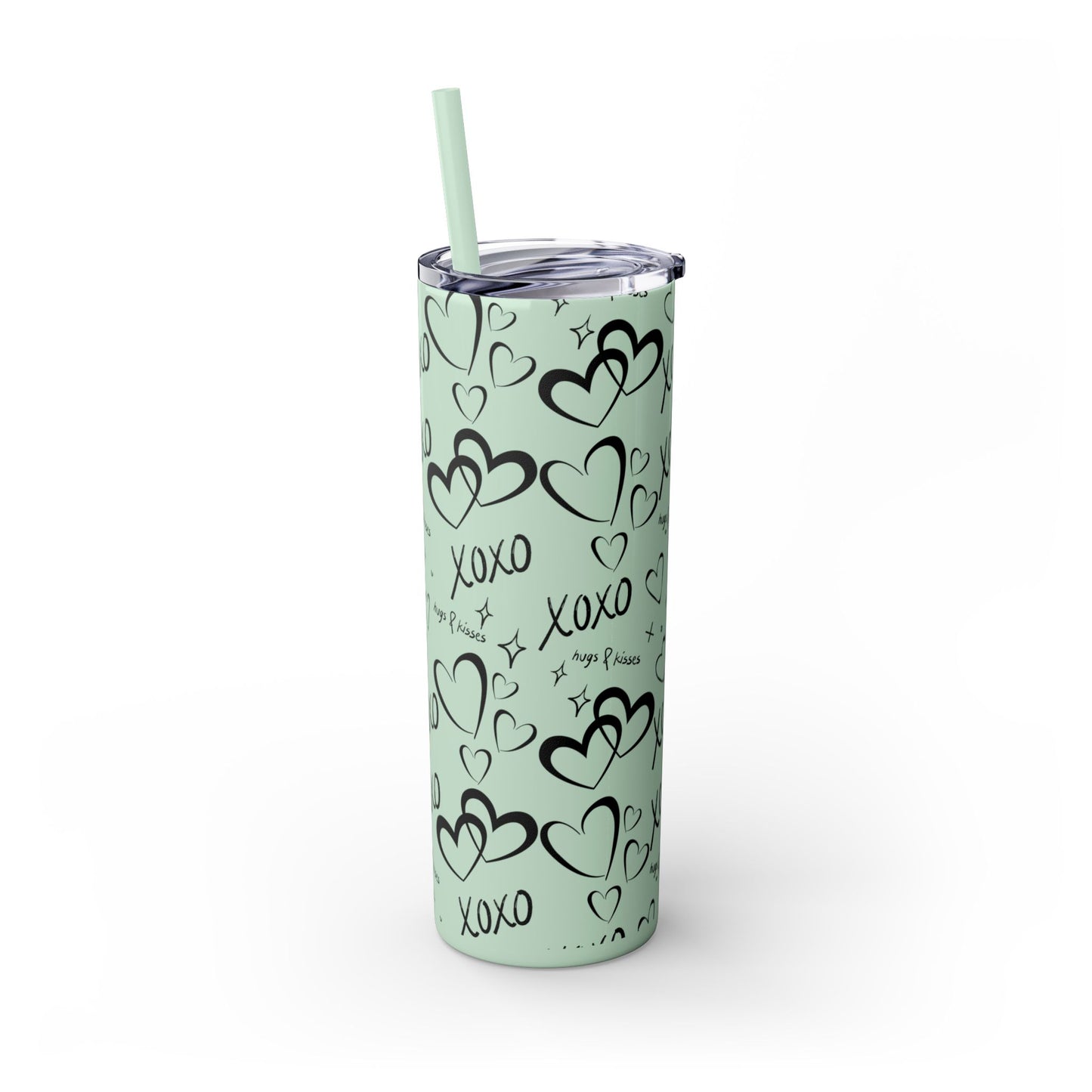 XOXO Hearts Skinny Tumbler with Straw - 20oz Love-Themed Drinkware