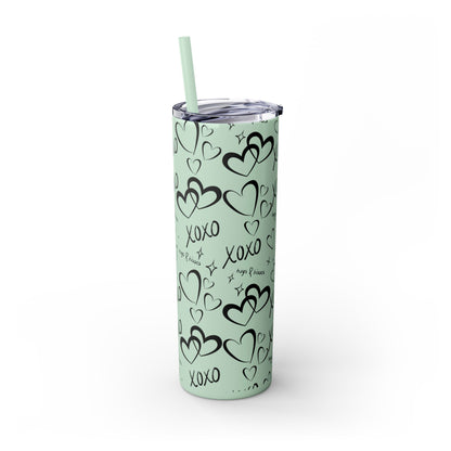 XOXO Hearts Skinny Tumbler with Straw - 20oz Love-Themed Drinkware