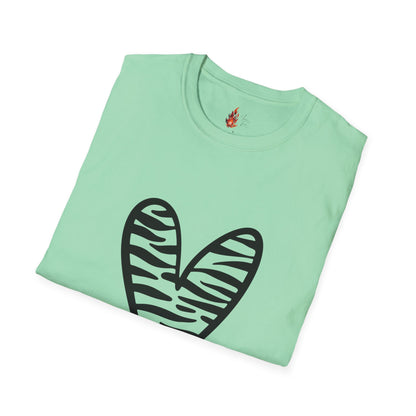 Zebra Heart Unisex Softstyle T-Shirt - Trendy Casual Wear for Animal Lovers