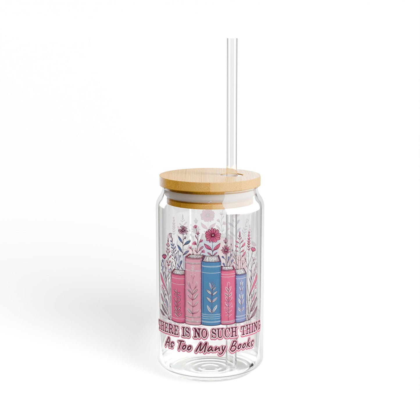 Book Lover Sipper Glass 16oz Drinkware for Readers, Eco-Friendly Straw, Perfect for Bookworms