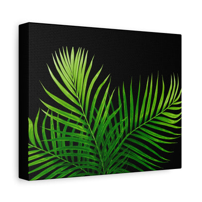 Tropical Leaf Matte Canvas Wall Art with a black background