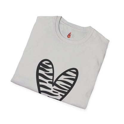 Zebra Heart Unisex Softstyle T-Shirt - Trendy Casual Wear for Animal Lovers