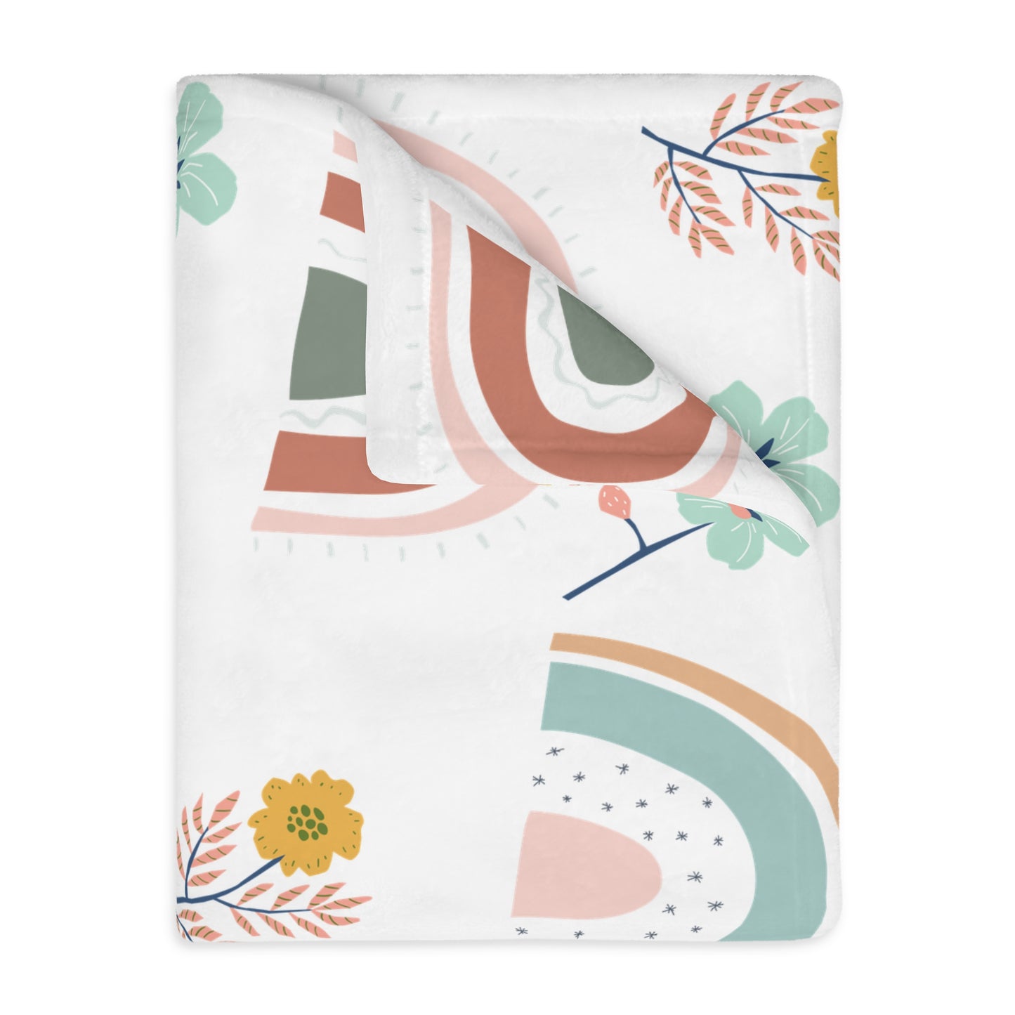 Colorful Rainbow Floral Velveteen Blanket - Cozy Two-Sided Print for All Seasons