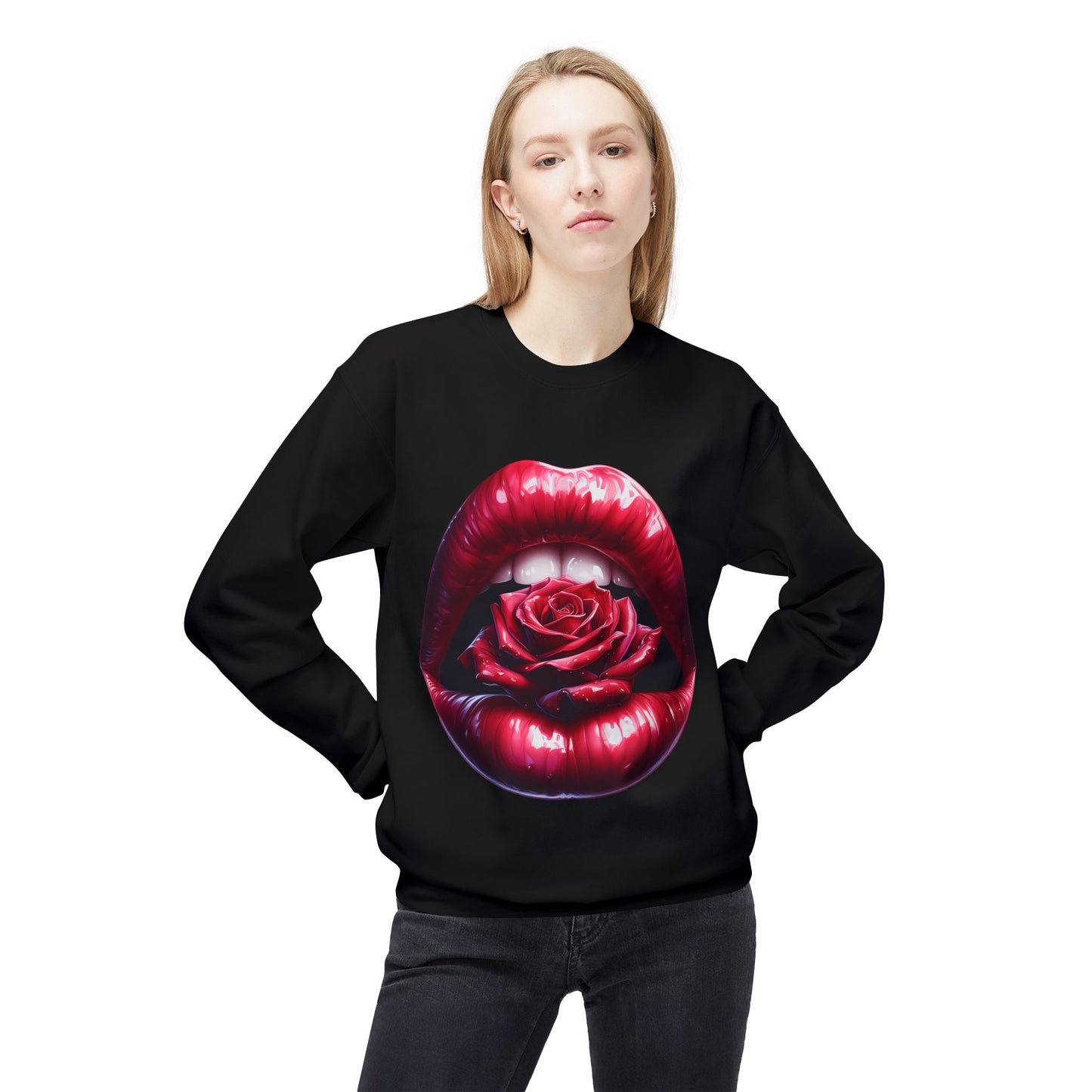 Floral Lips Crewneck Sweatshirt for Trendy Fashion Lovers