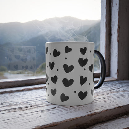 Love Hearts Color Morphing Mug – 11oz Ceramic Coffee Cup for Romantic Occasions