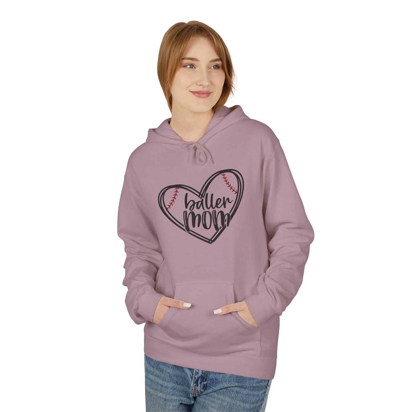Baller Mom Fleece Hoodie - Cozy Midweight Sweatshirt for Sports Enthusiasts