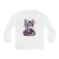 Halloween Themed Youth Long Sleeve Tee, Cute Dog Design, Perfect for Fall, Trick-or-Treat, Boys and Girls, Cozy and Fun