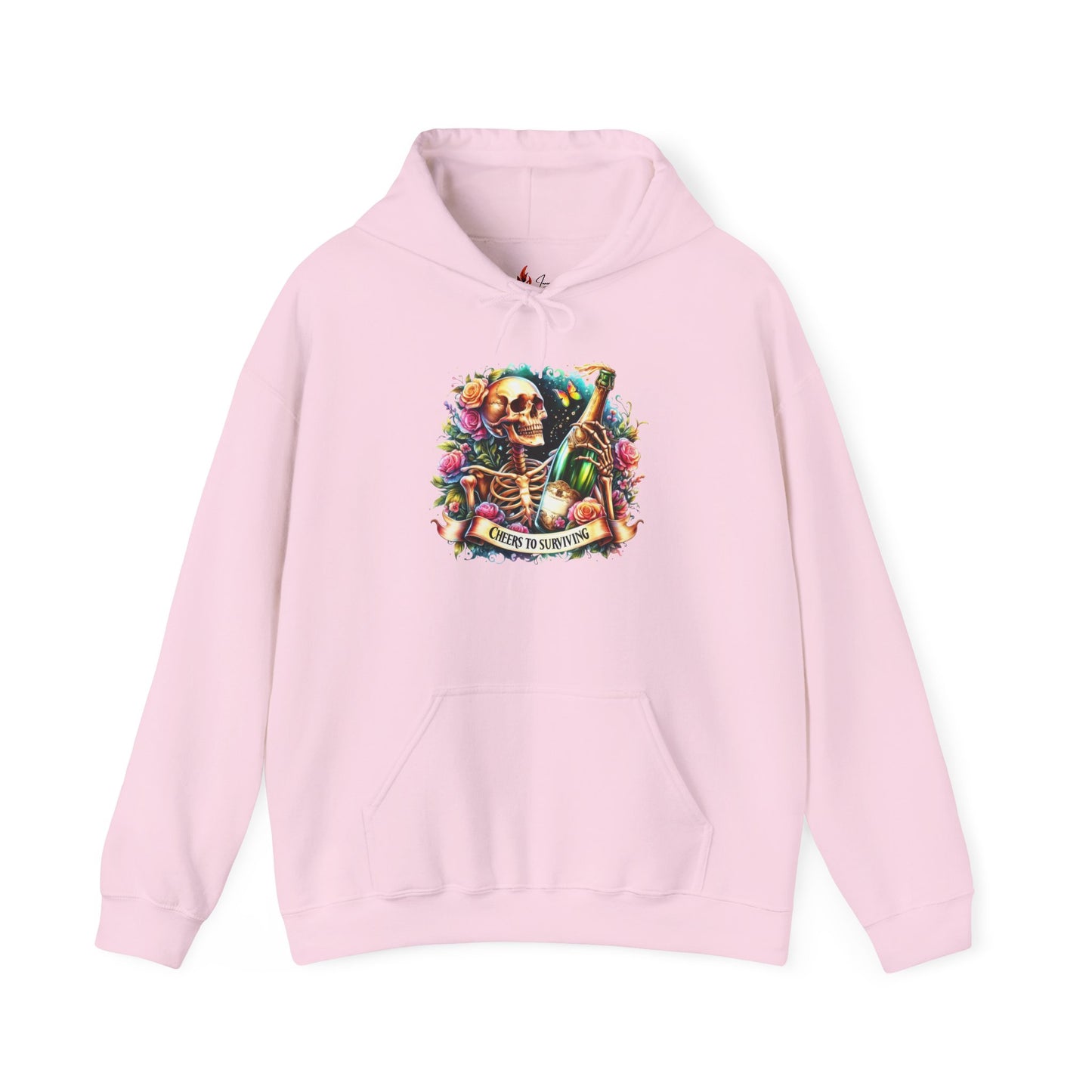 Cheers to Surviving - with Skeletons Hoodie - Unisex Heavy Blend Sweatshirt for Everyday Comfort