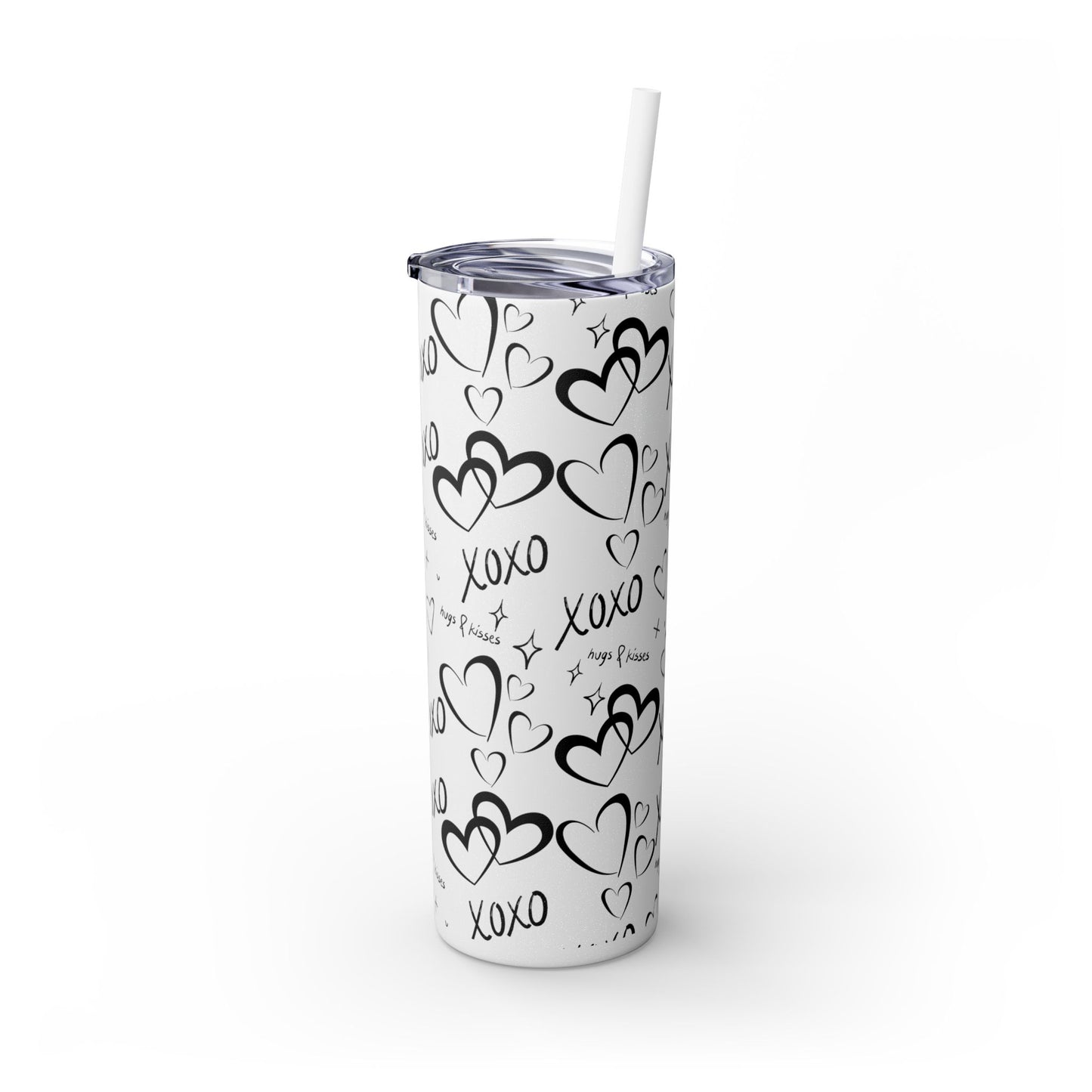 XOXO Hearts Skinny Tumbler with Straw - 20oz Love-Themed Drinkware