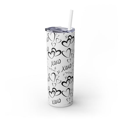 XOXO Hearts Skinny Tumbler with Straw - 20oz Love-Themed Drinkware