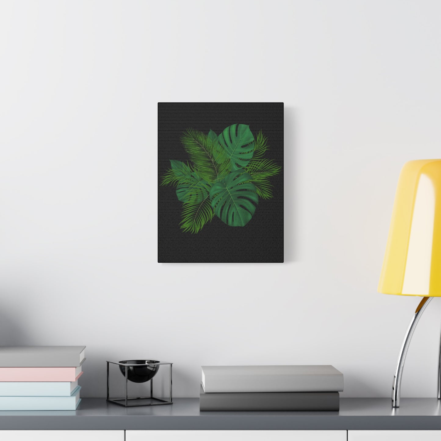 Canvas Art Palm Leaves with a black background