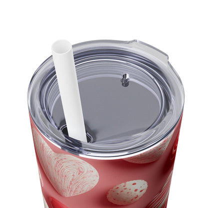 Heart Candy Skinny Tumbler with Straw - 20oz Love-themed Drinkware for Valentine's Day