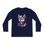 Halloween Themed Youth Long Sleeve Tee, Cute Dog Design, Perfect for Fall, Trick-or-Treat, Boys and Girls, Cozy and Fun
