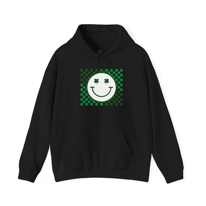 St. Patrick's Day Green Checker Smiley Hoodie