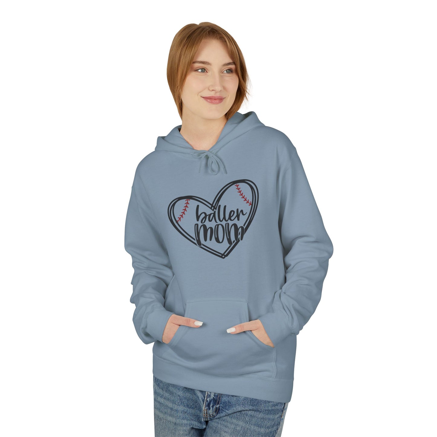 Baller Mom Fleece Hoodie - Cozy Midweight Sweatshirt for Sports Enthusiasts