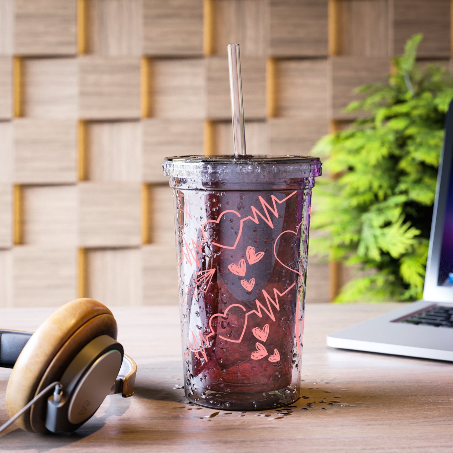 Heartfelt Acrylic Cup with Straw - Perfect for Love Celebrations