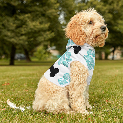 Stylish Pet Hoodie with Bone and Paw Print Design