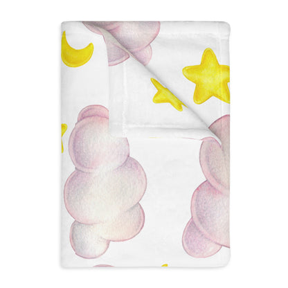 Cozy Celestial Microfiber Blanket - Two-Sided Cloud & Star Print