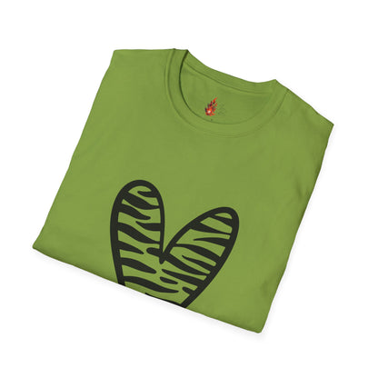 Zebra Heart Unisex Softstyle T-Shirt - Trendy Casual Wear for Animal Lovers