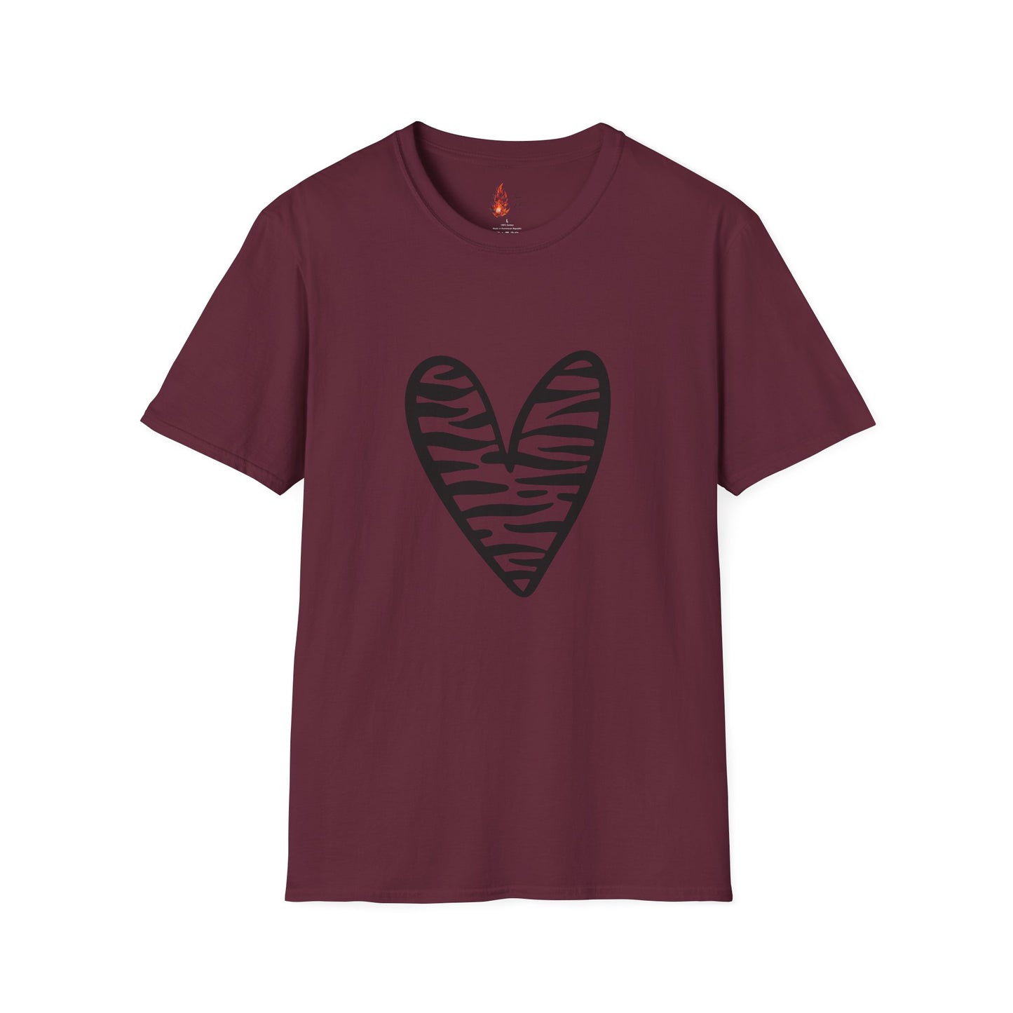Zebra Heart Unisex Softstyle T-Shirt - Trendy Casual Wear for Animal Lovers