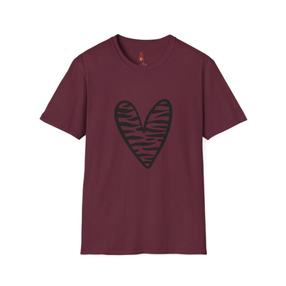 Zebra Heart Unisex Softstyle T-Shirt - Trendy Casual Wear for Animal Lovers