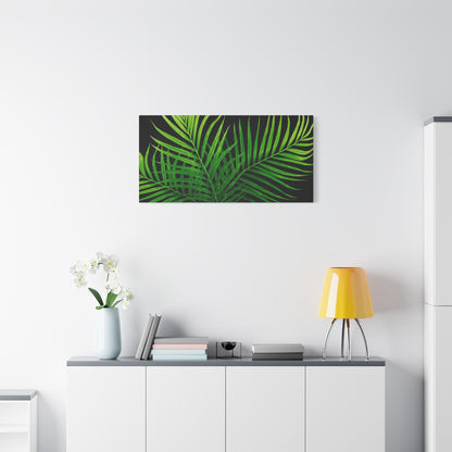 Tropical Leaf Matte Canvas Wall Art with a black background