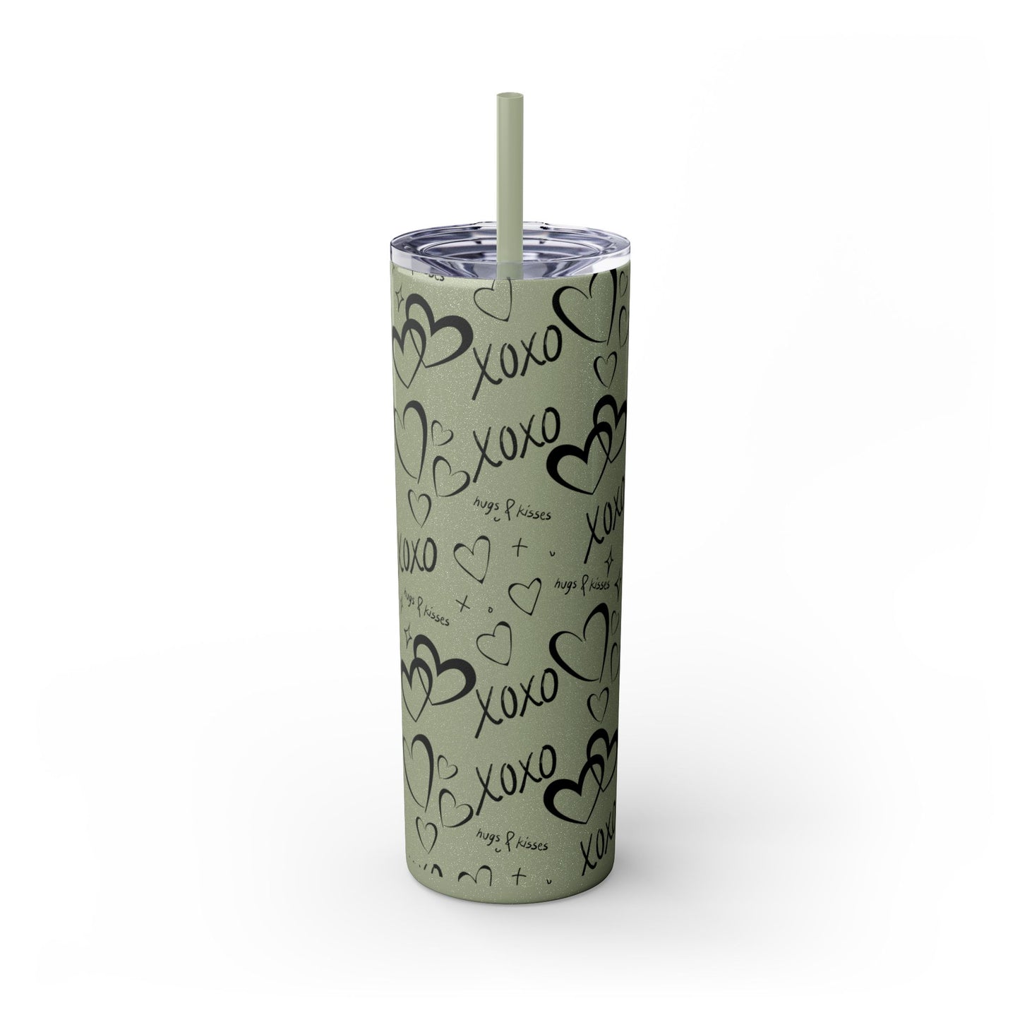 XOXO Hearts Skinny Tumbler with Straw - 20oz Love-Themed Drinkware