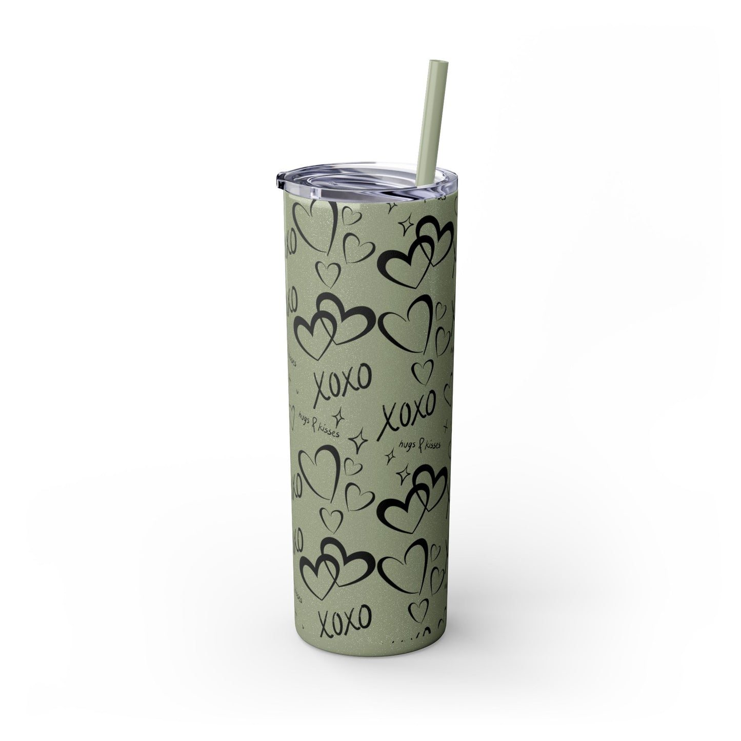 XOXO Hearts Skinny Tumbler with Straw - 20oz Love-Themed Drinkware