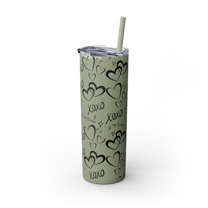 XOXO Hearts Skinny Tumbler with Straw - 20oz Love-Themed Drinkware