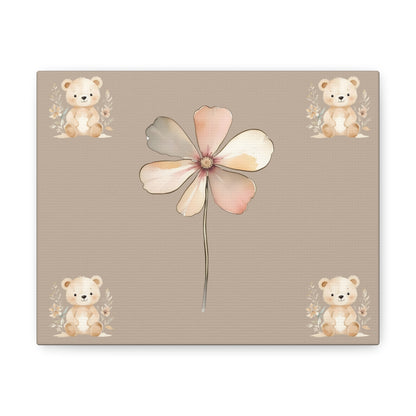 Whimsical Floral Bear Canvas Gallery Wraps - Cute Nursery Wall Art for Baby Rooms