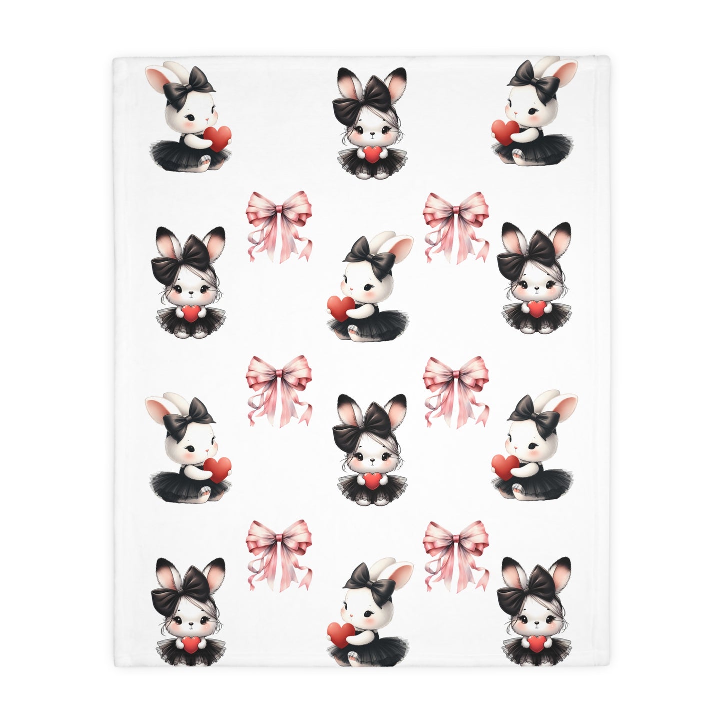Cute Bunny Love Velveteen Blanket - Two-Sided Print for Cozy Decor
