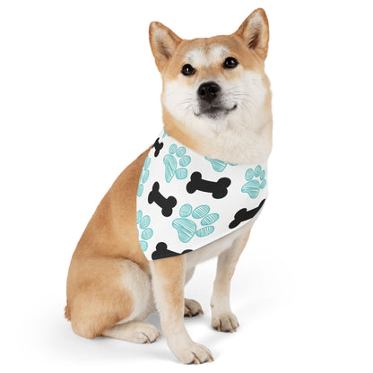 Cute Pet Bandana Collar with Bones and Paws Design