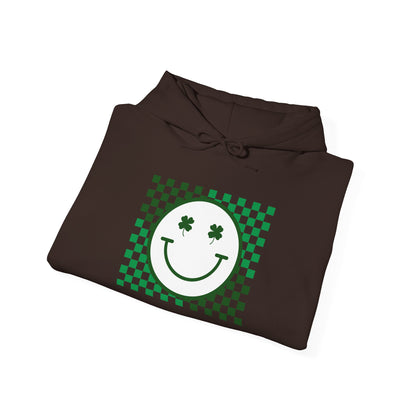 St. Patrick's Day Green Checker Smiley Hoodie