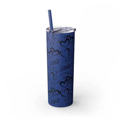 XOXO Hearts Skinny Tumbler with Straw - 20oz Love-Themed Drinkware
