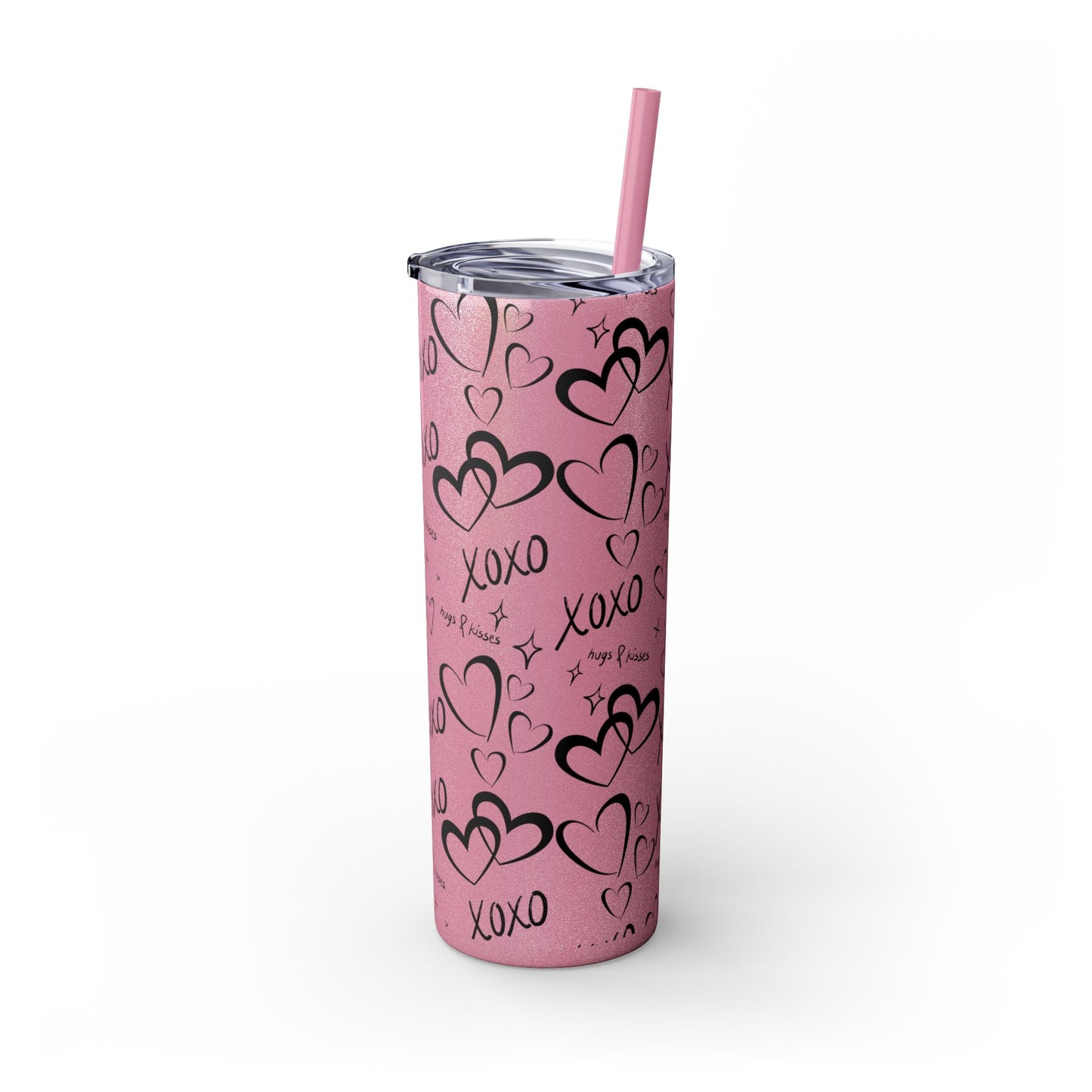 XOXO Hearts Skinny Tumbler with Straw - 20oz Love-Themed Drinkware