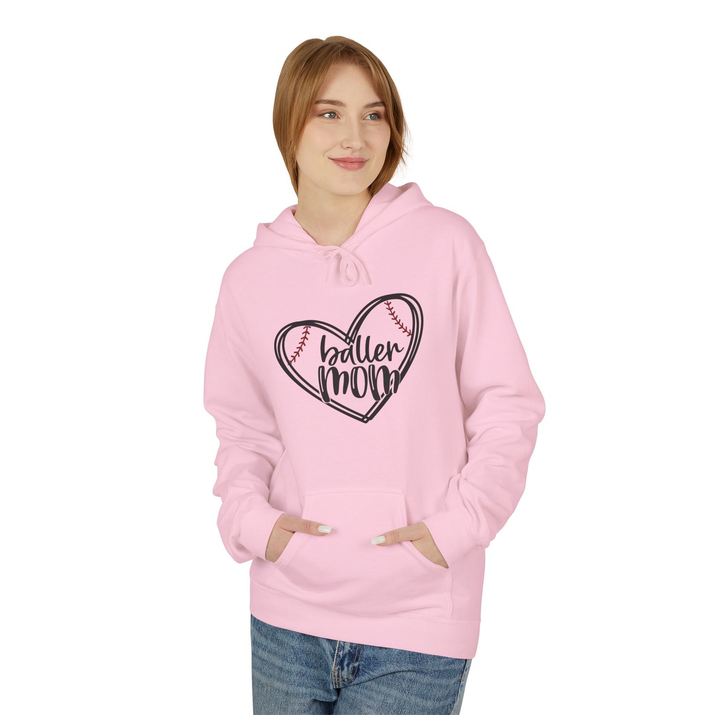 Baller Mom Fleece Hoodie - Cozy Midweight Sweatshirt for Sports Enthusiasts