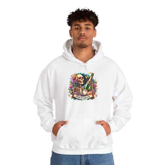 Cheers to Surviving - with Skeletons Hoodie - Unisex Heavy Blend Sweatshirt for Everyday Comfort