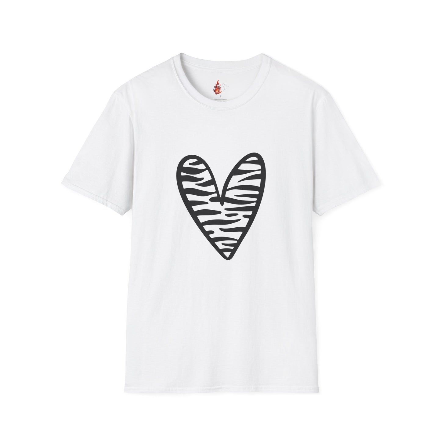 Zebra Heart Unisex Softstyle T-Shirt - Trendy Casual Wear for Animal Lovers