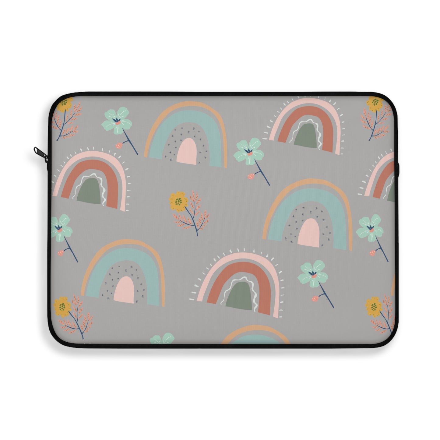 Colorful Rainbow Laptop Sleeve - Cute Floral Design for Everyday Use