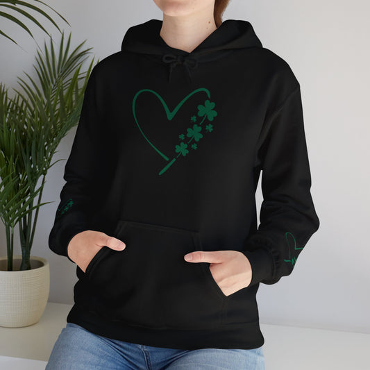 Lucky Heart Floral Hoodie for Unisex - St. Patrick's Day Sweatshirt