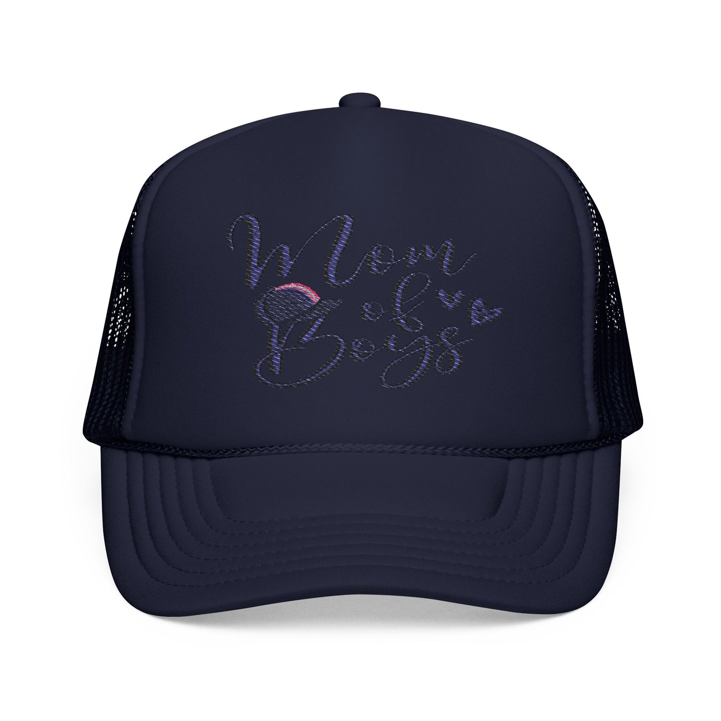 Mom of Boys Embroidered Foam Trucker Hat