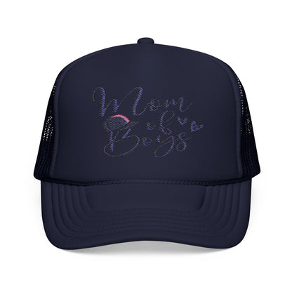 Mom of Boys Embroidered Foam Trucker Hat