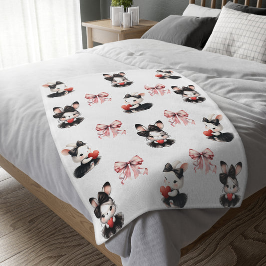 Cute Bunny Love Velveteen Blanket - Two-Sided Print for Cozy Decor