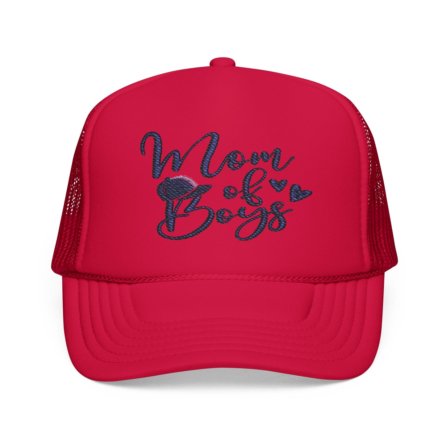 Mom of Boys Embroidered Foam Trucker Hat